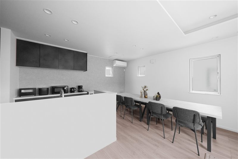 Dining area and kitchen